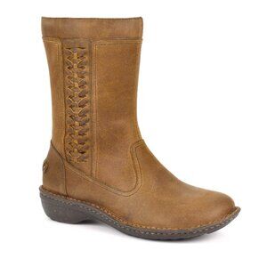 UGG Kaleen Braided Leather Sherpa Lined Zip Boots Chestnut Brown Sz 9